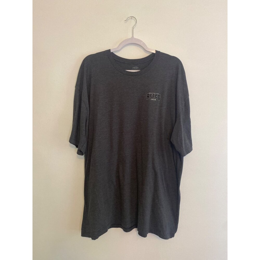 Aftco Men’s Built To Fish Graphic T-Shirt Charcoal Gray XX-Large Cotton Blend